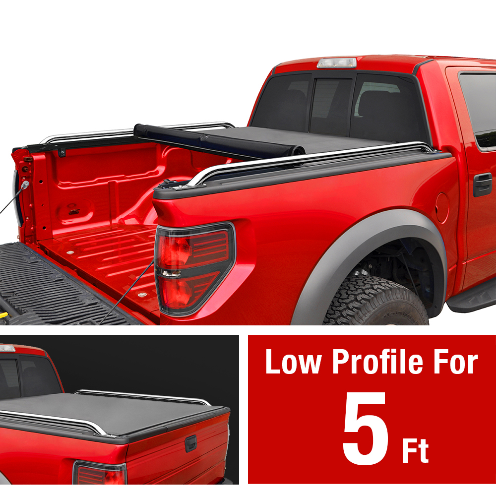 Low Profile Soft Roll Up Truck Bed Tonneau Cover For 2005 2019 Nissan Frontier Fleetside 5 Bed For Models With Or Without The Utili Track System Walmart Com Walmart Com