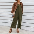 thumbnail image 6 of ZAZYULZ Summer Jumpsuits Womens Tank Jumpsuits Scoop Neck Sleeveless Rompers Casual Wide Leg Loose Fit Rompers With Pockets(Army Green,Xl), 6 of 9