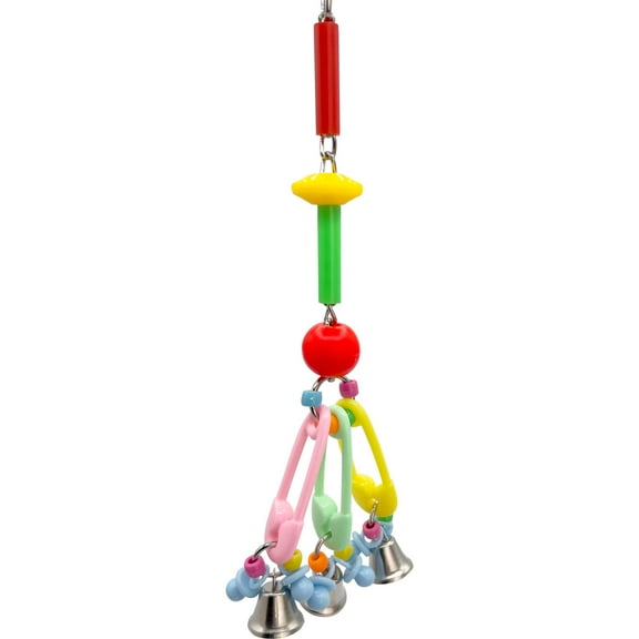 1038 Triple Bobbin Ringer M&M Bird Toys - Handmade Unique Noisy Hanging Bird Toys