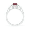 thumbnail image 2 of ANGARA Natural Aeon Vintage Style 1.4 ct Ruby Halo Leaf & Vine Engagement Ring with Milgrain in 14K White Gold for Women (Size-7mm) | July Birthstone Jewelry for Her | Natural Ruby Rings, 2 of 10