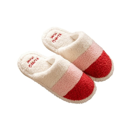 

Woobling Unisex Couple Indoor Soft Non-Slip Floor Slippers Striped House Home Shoes