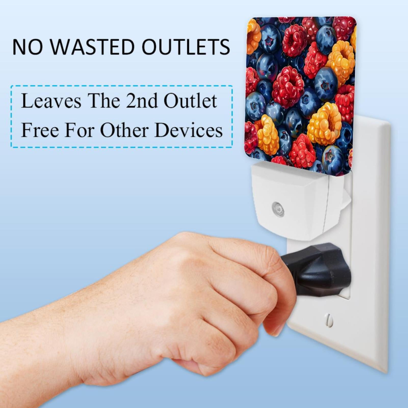 PhooArto Colorful Fruits Pattern Plug in LED Night Light Auto Sensor Dusk to Dawn Decorative Night for Bedroom, Bathroom, Kitchen, Hallway, Stairs, Baby's Room, Energy Saving