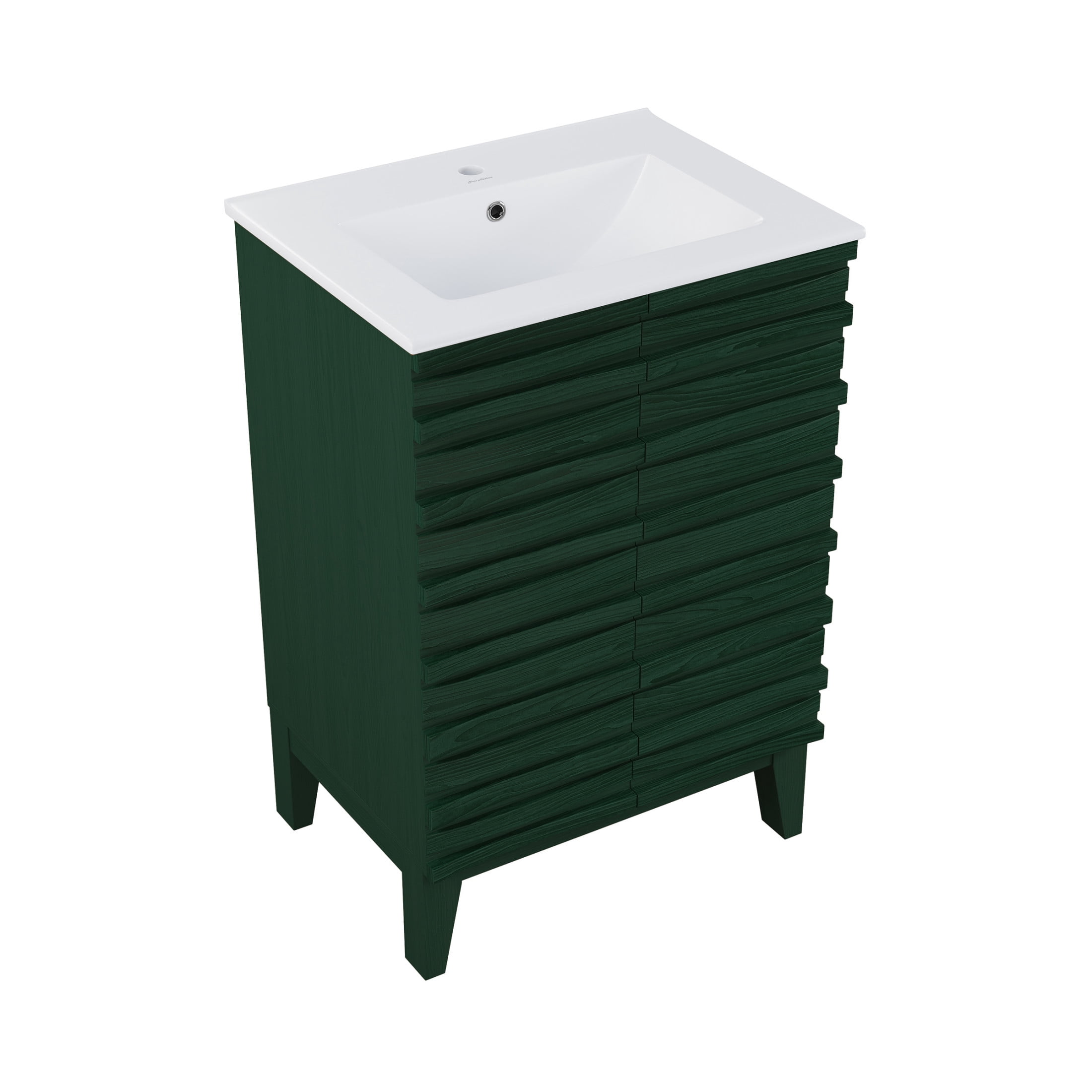 Cascade 24" Freestanding Bathroom Vanity in Green Oak with Sink Top