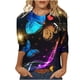thumbnail image 2 of ICHUANYI Liquidación Moda Mujer Impreso Camiseta Suelta 3/4 Mangas Blusa Cuello Redondo Casual Tops ICHUANYI WER2023082200742, 2 of 5