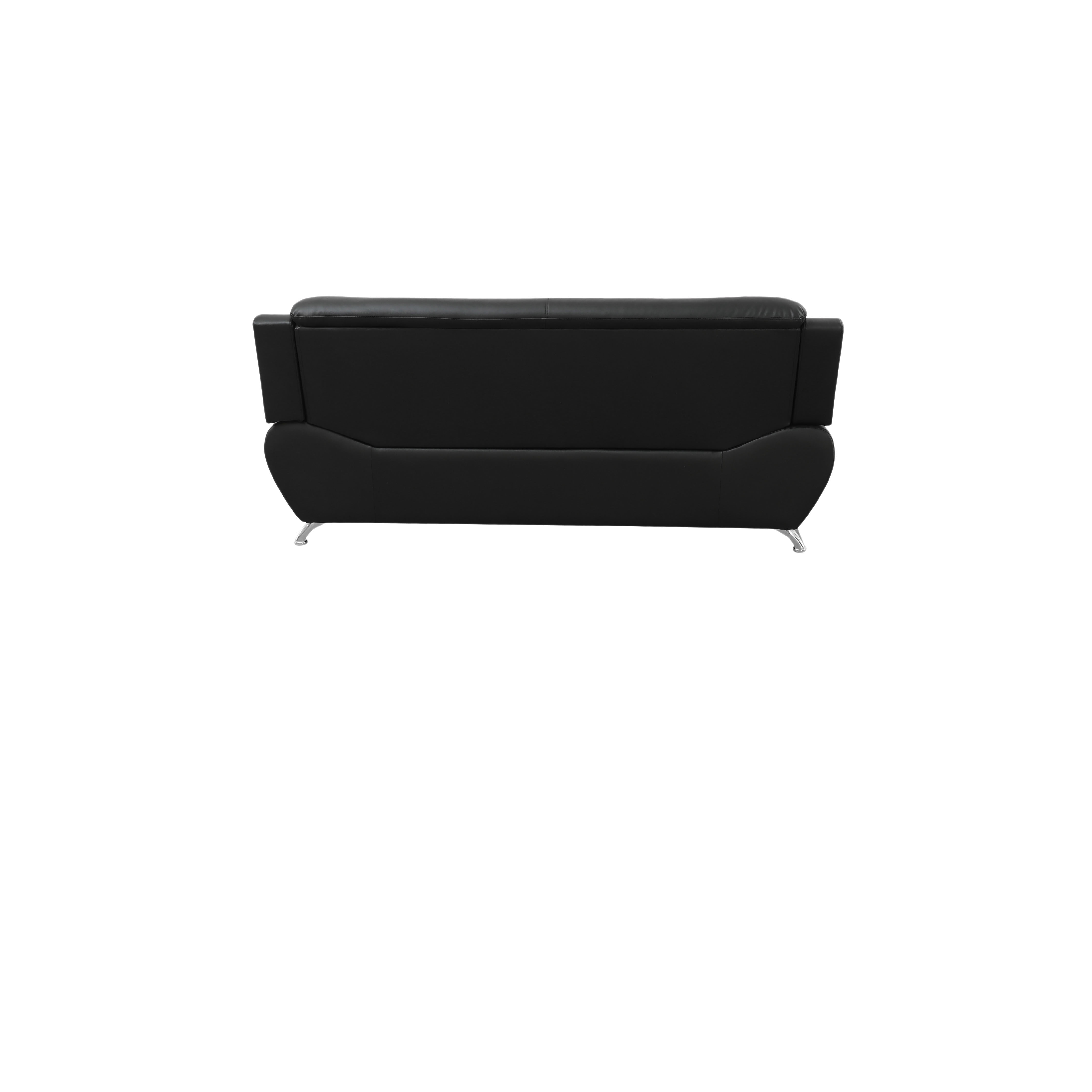MAYEERTY Breathable Faux Leather Reclining Sofa, 3-Seater Couch with Anti-Insect Solid Wood Frame for Living Room, Black