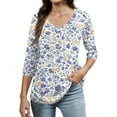 thumbnail image 2 of 3/4 Length Sleeve Womens Tops Cotton S Purple, 2 of 4