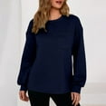 thumbnail image 4 of Women's 2025 Casual Lightweight Soft Crew Neck Long Sleeve Sweatshirt, Loose Fit Textured Pullover Top with Pocket for Daily Comfort Wear, Travel, Vacation, and Various Occasions Navy XXL, 4 of 6