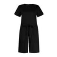 thumbnail image 4 of YDLCAFD Womens Casual Short Sleeve Shorts Solid Jumpsuit With 2 Pockets M, 4 of 7