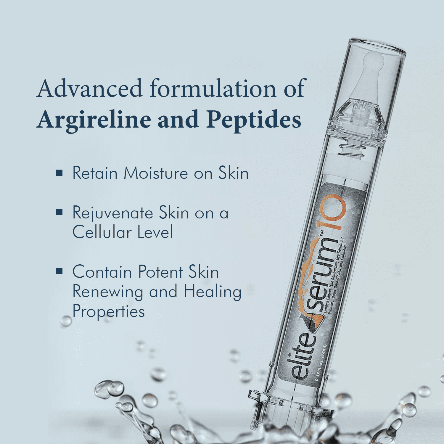 Skin Pro Elite Serum 10 - Natural Anti Aging Eye Serum and Anti Wrinkle Treatment - Eye Bags and Dark Circles Remover with Advanced Formulation of Hyaluronic Acid, Collagen, Argireline and Peptides