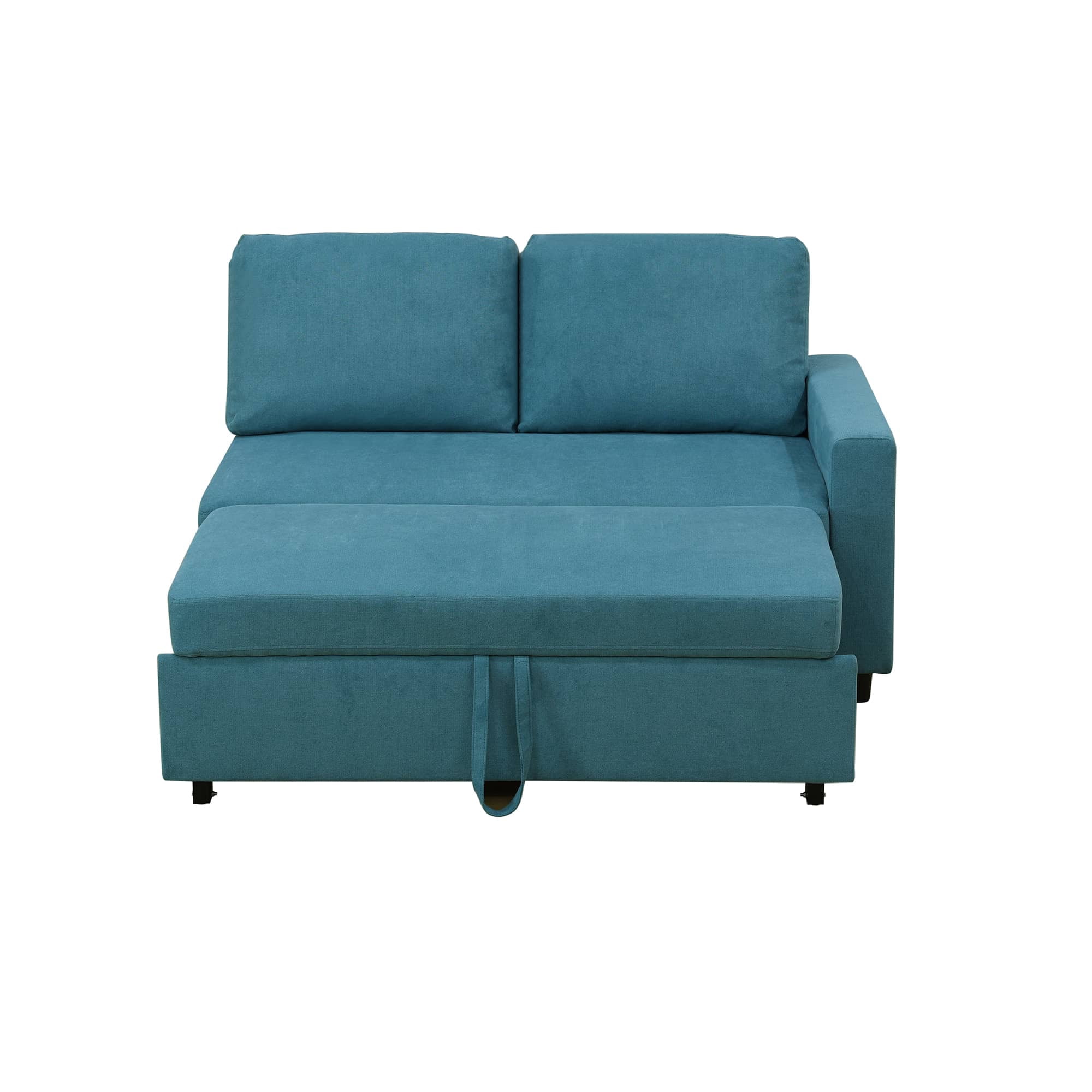 MAYEERTY 83.6" Convertible Fluffy Fabric 2-Piece Couch Upholstered Loveseat with Plush Velvet Texture Sofa Bed，Cyan Blue