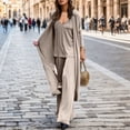 thumbnail image 3 of HJYCHN Women Outfit European Fashion Loose 3 Piece Set with V-Neck Suspender Elegant Look Outfits 3 Piece Suspender Sets Sophisticated Style Khaki XXXL, 3 of 5