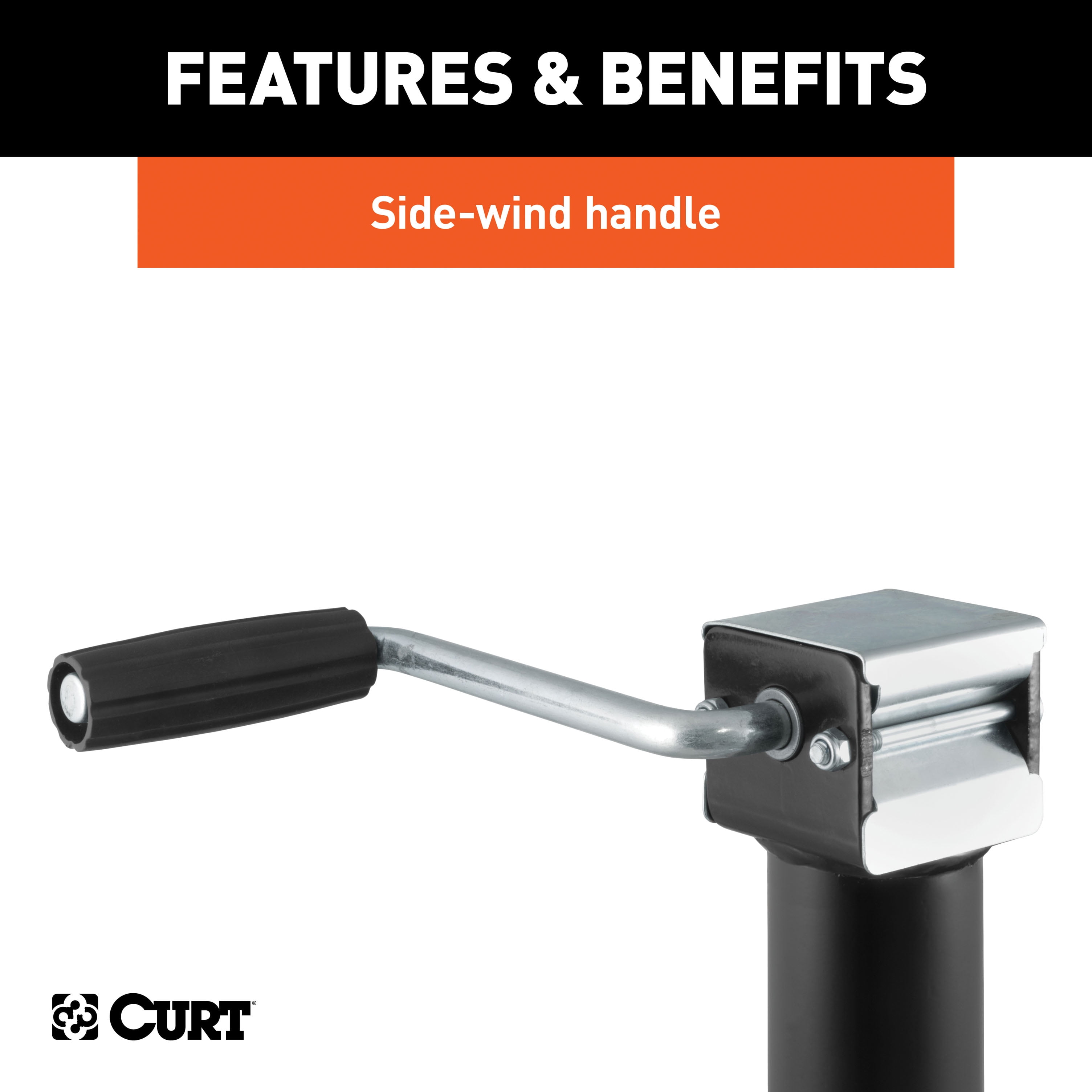CURT 28354 Weld-On Pipe-Mount Swivel Trailer Jack, 5,000 lbs. 10 Inches Vertical Travel