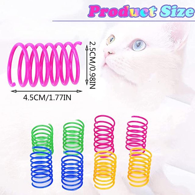 Riforla Cat Toy Spring Colored Interactive Cat Spring Toy Bouncing Cat Ball 4PC Pet Toys Multicolor One Size