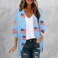 thumbnail image 4 of HOMBOM 3/4 Sleeve Kimonos for Women Dusters Beach Cardigan Lightweight 4th of July Daily Wear Ladies Cover Ups Open Front, 4 of 6