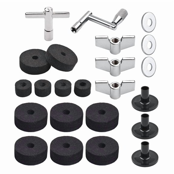 23Pcs Cymbal Replacement Accessories Drum Parts with Stand Felts Felt Pads Include Wing Nuts Washers