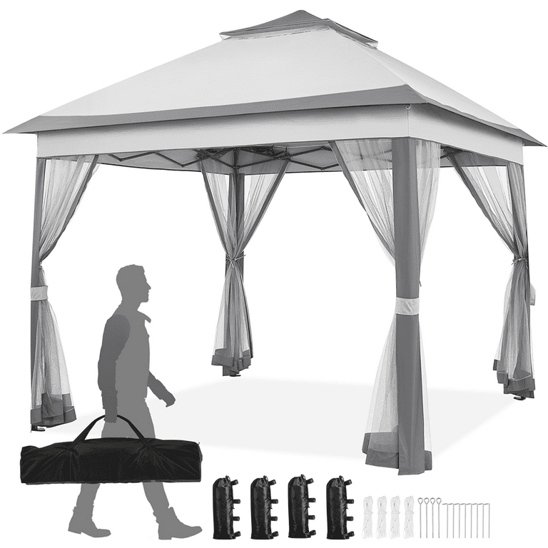 Alden Design 11x11 FT Pop-Up Gazebo with 4 Mesh Sidewalls