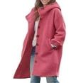 thumbnail image 4 of iHPH7 Wool Coats for Women Long Coat Women's Outerwear Long Winter Coats for Women Long Wool Coat Casual Outerwear Womens Wool Coat Hot Pink L, 4 of 6