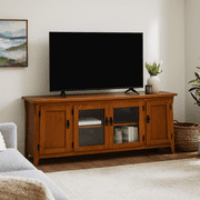 Leick Home 4-Door Mission Solid Wood TV Stand for 65 TVs, Entertainment Console with Storage, Russet