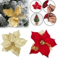 thumbnail image 3 of CMrtew 2 PCS Gold Glitter Christmas Tree Flowers 7.87'' Artificial Poinsettia Decor for Xmas Wreaths/Tabletop/Holiday Gifts (Sparkling Red & Gold), 3 of 6