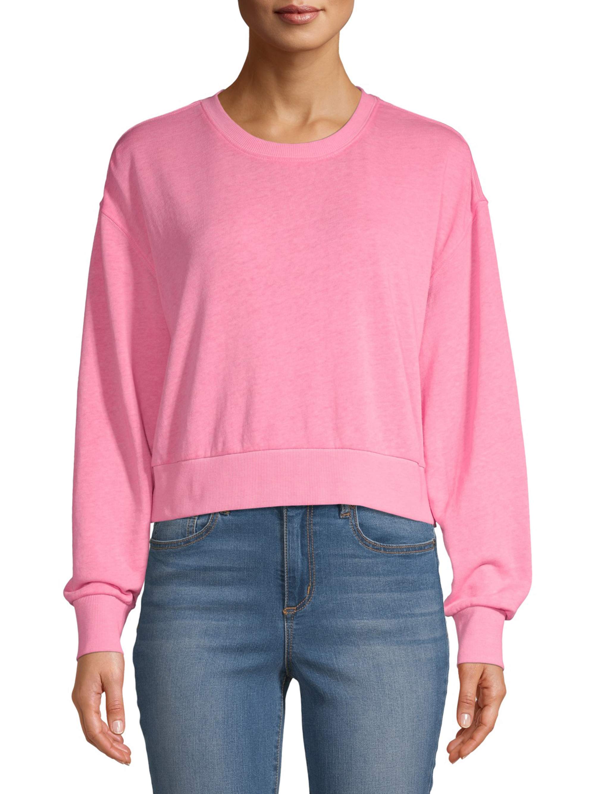 No Boundaries - No Boundaries Juniors' Neon Washed Crop Sweatshirt ...