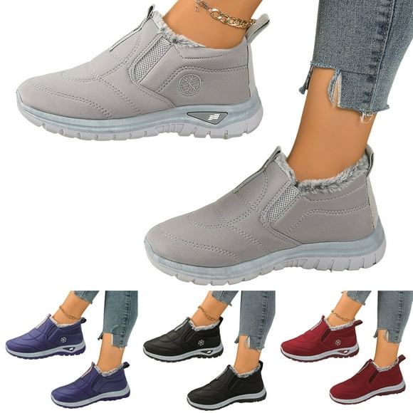 Dakaela Womens Snow Boots Winter Ankle Booties Waterproof Slip on Walking Shoes Arch Support Lightweight Outdoor Boot Black 8