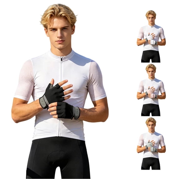 QTSHPN Motorcycle Gloves for Men Sport Cycling Half Finger Breathable Handwear Versatile Ride and Angling Grip Outdoor Activities Fashion Gym Gloves for Men Black L