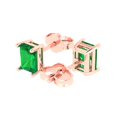 thumbnail image 2 of 1 ct Push-Back Stud Earrings for Women | 6x4mm Emerald Cut Simulated Emerald | 18K Rose Gold, 2 of 5