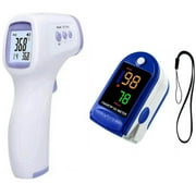 Thermometer & Oximeter, Portable Fingertip Pulse Oximeter with OLED Display, 2 Modes Infrared Forehead Thermometer