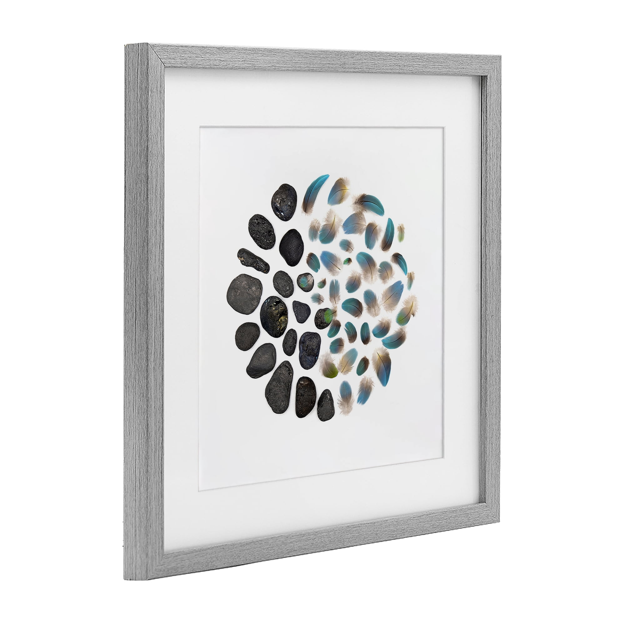 Stupell Industries Feathers & Rocks Collection Gray Framed Print Under Glass, design by Beth Adoette