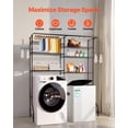 thumbnail image 4 of VEVOR Over Washer and Dryer Storage Shelves, 6 Tiers Laundry Room Drying Rack with Hanger Rod and Hooks, Two Rows Adjustable Washer Shelves Space Saver, for Laundry Room Storage & Organization, Black, 4 of 8