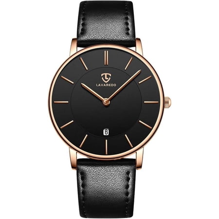 Watch, Mens Watch, Minimalist Fashion Simple Wrist Watch Analog Date with Leather Strap