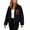 Black, variant on Women Stand Collar Short Sherpa Fleece Jacket Full Zip Long Sleeve Short Fall Winter Coat Fuzzy Teddy Outerwear with Pockets Gray S