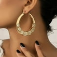 thumbnail image 3 of Bamboo Earrings Large Gold Bamboo Hoop Earrings Trendy Hip Hop Chunky Gold Hoop Earring 80s 90s Jewelry Gifts Party Custom Accessories, 3 of 6