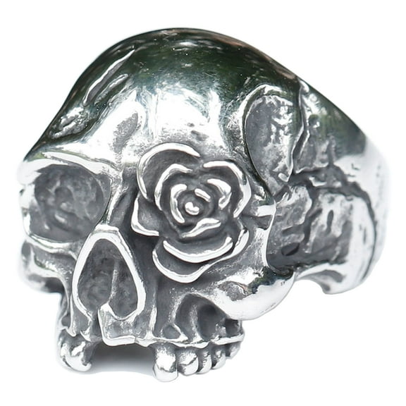 ZMY Home Stainless Steel Skull Rose Eye Ring | Gothic Flower Detail Biker Jewelry (11)