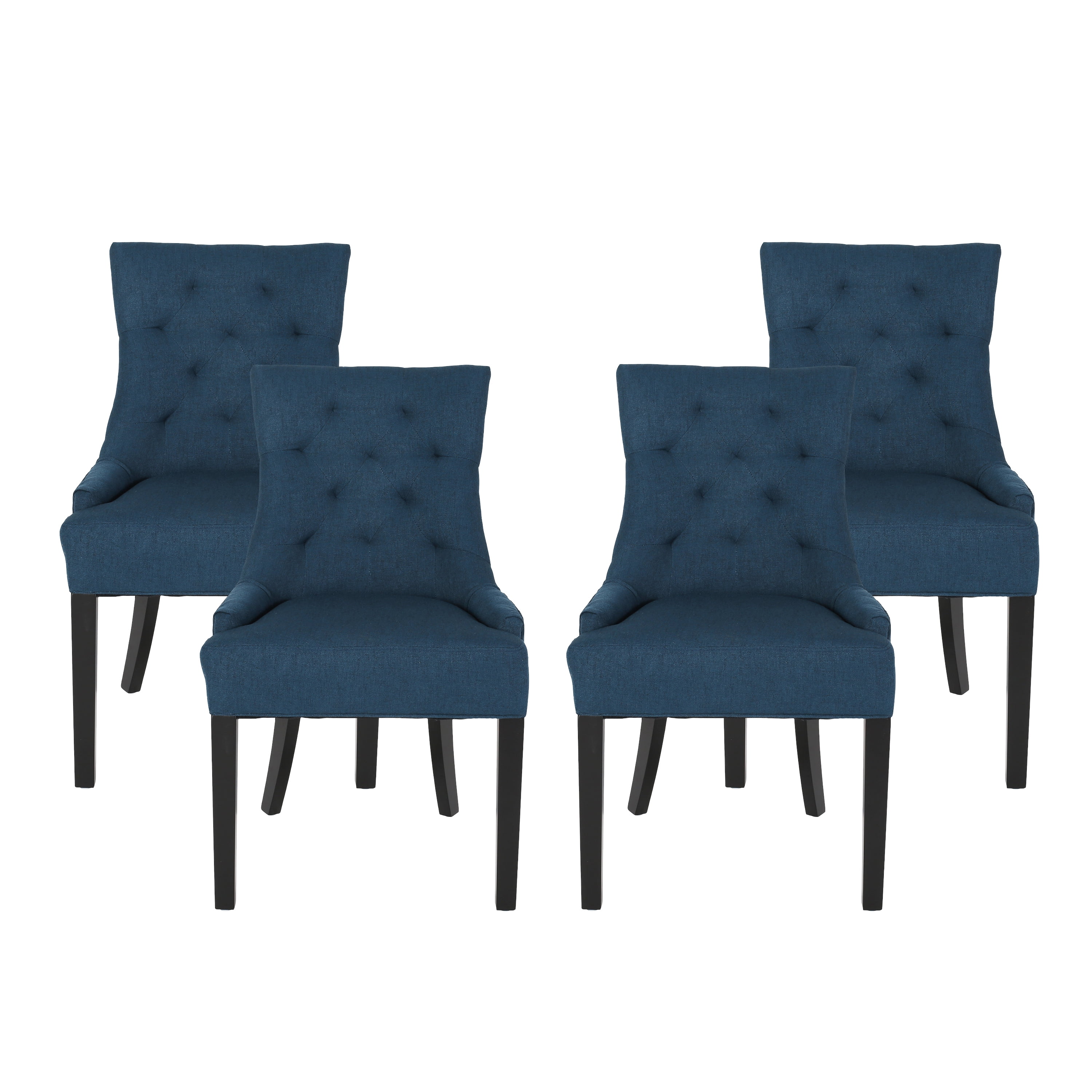 Noble House Tyler Indoor Contemporary Fabric Dining Chairs, Set of 4, Navy Blue