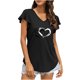 thumbnail image 1 of Moda mujer Casual volantes manga corta Irregular cuello en V impreso Tops blusa camisetas Pompotops hkajfhjk470451, 1 of 5