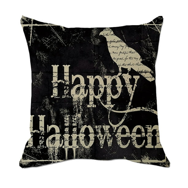 Fiudx Ofertas Flash Del Día Fundas De Almohada Decorativas De Halloween, Funda De Almohada De Lino Natural Para Decoración Del Hogar Y Sofá