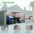 thumbnail image 3 of 10x10 ft Portable Outdoor Storage Shelter Shed, Heavy Duty Storage Garage Shed with Roll-up Doors Shelter for Garden Tool, Lawn Mower, Motorcycleand, Bike - Gray, 3 of 7