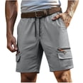 thumbnail image 2 of Guluxicc Cargo Shorts for Men Drawstring Elastic Waist Hiking Shorts Regular Fit Summer Outdoor Work Casual Shorts with Zip Pockets, 2 of 5