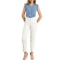 thumbnail image 3 of MODA NOVA Junior's Ruffled Trim Sleeveless Vintage Ruched Blouses Tops Grey Blue XXL, 3 of 6