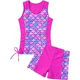 thumbnail image 1 of Traje de baño RAISEVERN para niñas, tankini, sirena, talla 10, con pantalones cortos, 1 of 6