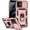 Rose Gold with camera cover Military-Grade 2nd gen, variant on for iPhone 12 / iPhone 12 Pro Case with Camera Lens Cover HD Screen Protector, Military Grade Drop Protection Magnetic Ring Holder Kickstand Protective Phone Case for iPhone 12 / 12 Pro (Red )