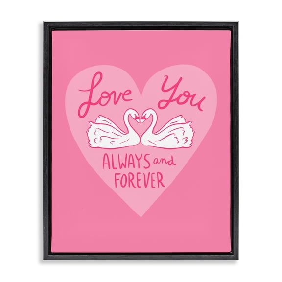 Always & Forever Swans Black Framed Floater Canvas Wall Art, design by Juliet Meeks