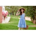 thumbnail image 6 of Arshiner Girls Summer Dress Bow-Tie Straps Sleeveless Flowy Ruffle Trim Boho Beach Casual Sundress, 6 of 8