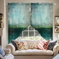 thumbnail image 2 of Abstract Street Art Swag Valances for Windows 2 Pack Vintage Green Watercolor Gradient Swag Kitchen Curtains 45 Inches Long Rod Pocket Short Window Treatment for Kitchen Bathroom 36"x45", 2 of 8