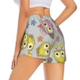 thumbnail image 4 of Picia Cartoon Owls Pattern Women's 2 in 1 Athletic Running Shorts High Waisted Workout Casual Gym Sweat Shorts with Comfy Liner Zipper Pockets-XX-Large, 4 of 9