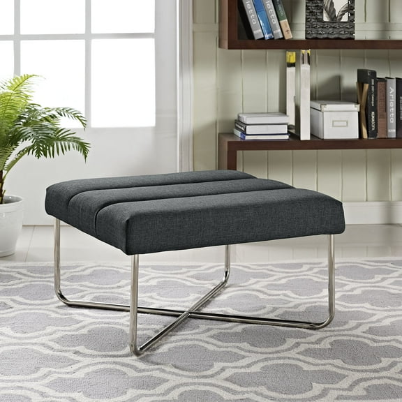 Modway Reach Upholstered Fabric Ottoman in Gray
