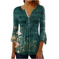 thumbnail image 2 of My Delivery Order For Today Womens Tops 3/4 Length Sleeves V Neck Button Down T Shirts Going Out Business Casual Outfits Summer Fashion Tops 2025 Soft Comfy Basic Tees My Orders Placed Recently, 2 of 5