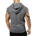 thumbnail image 3 of WTXUE Sweatshirts & Hoodies Short Sleeve, Hooded Shirts for Men Men Spring Summer Vest Shirt Sports Top Raglan Sleeve Hoodie LooseCotton Solid | Athleisure for Men Dark Gray M, 3 of 8