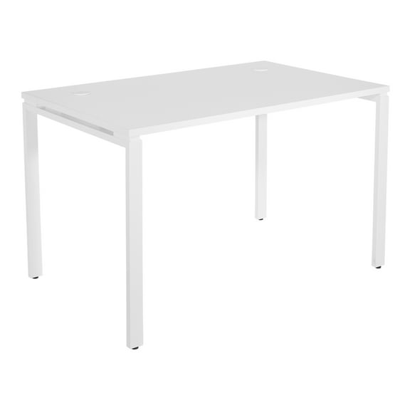 48" Writing Desk with White Laminate Top and White Finish Metal Legs